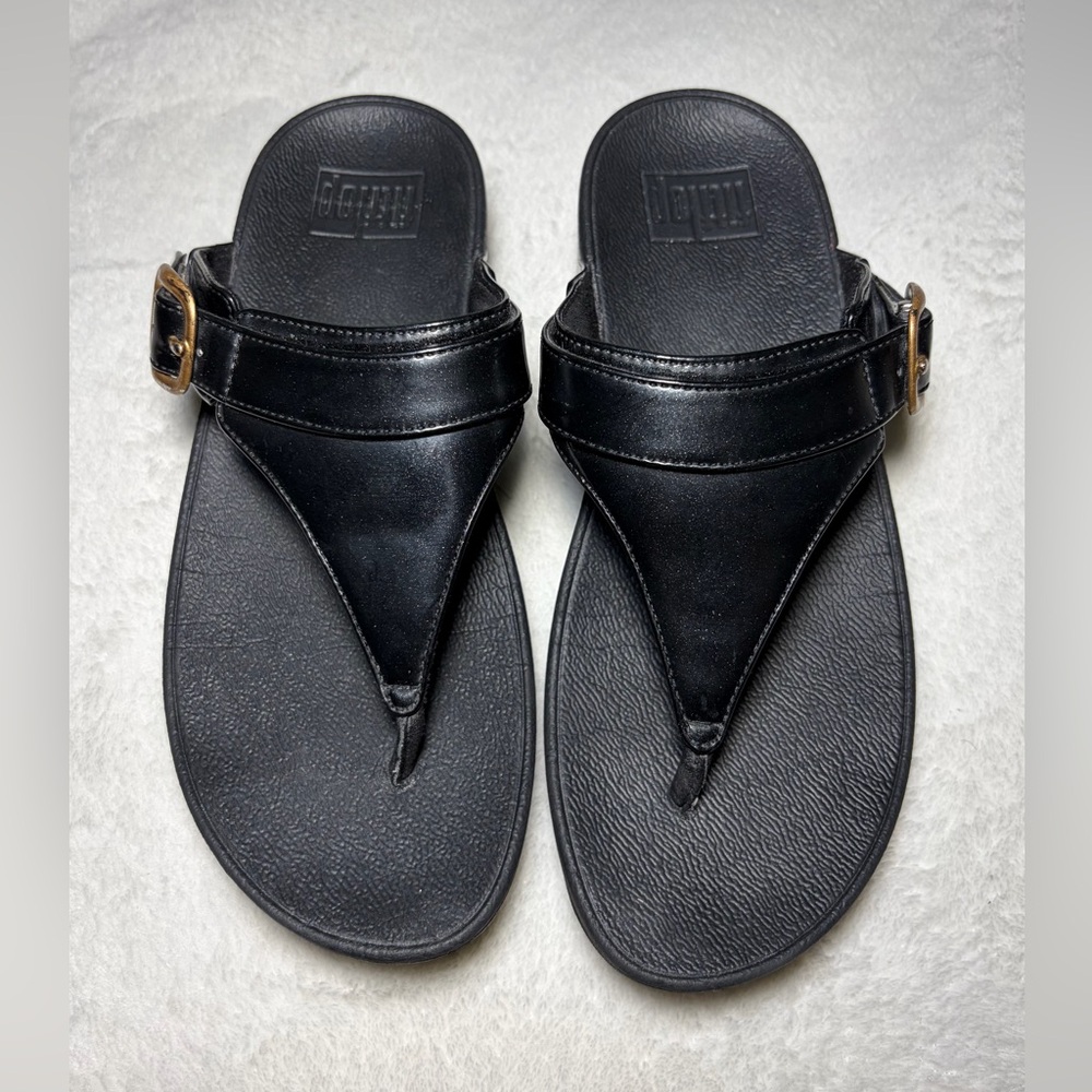 FitFlop Women’s Black Leather‎ Sandals Sz 6